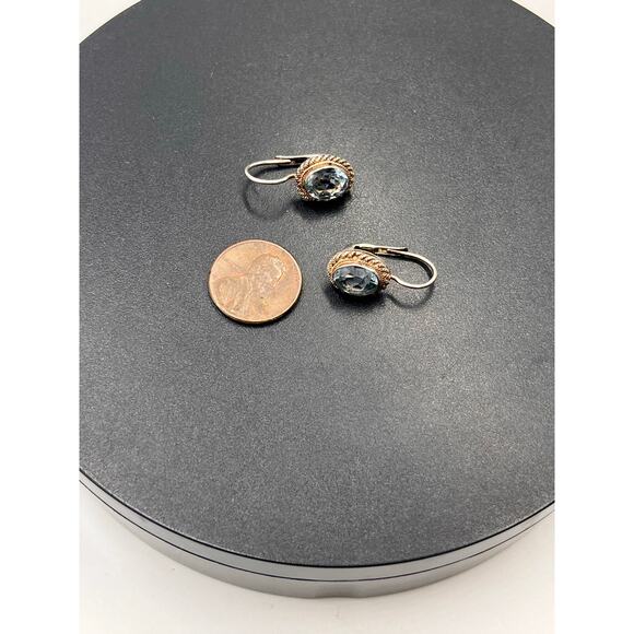 FAS Sterling Silver Blue Topaz 925 Sterling Silver Vintage Drop Earring - Picture 8 of 10